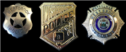 Westbrook Police Department Cutout Style Badge (1891), Radiator Style Badge (1915) and Starburst Sty