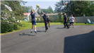Officers playing basketball