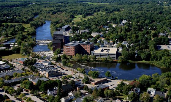 Arial view of Westbrook with lots of trees