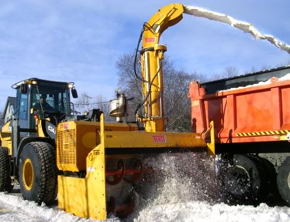 Large machinery removing snow