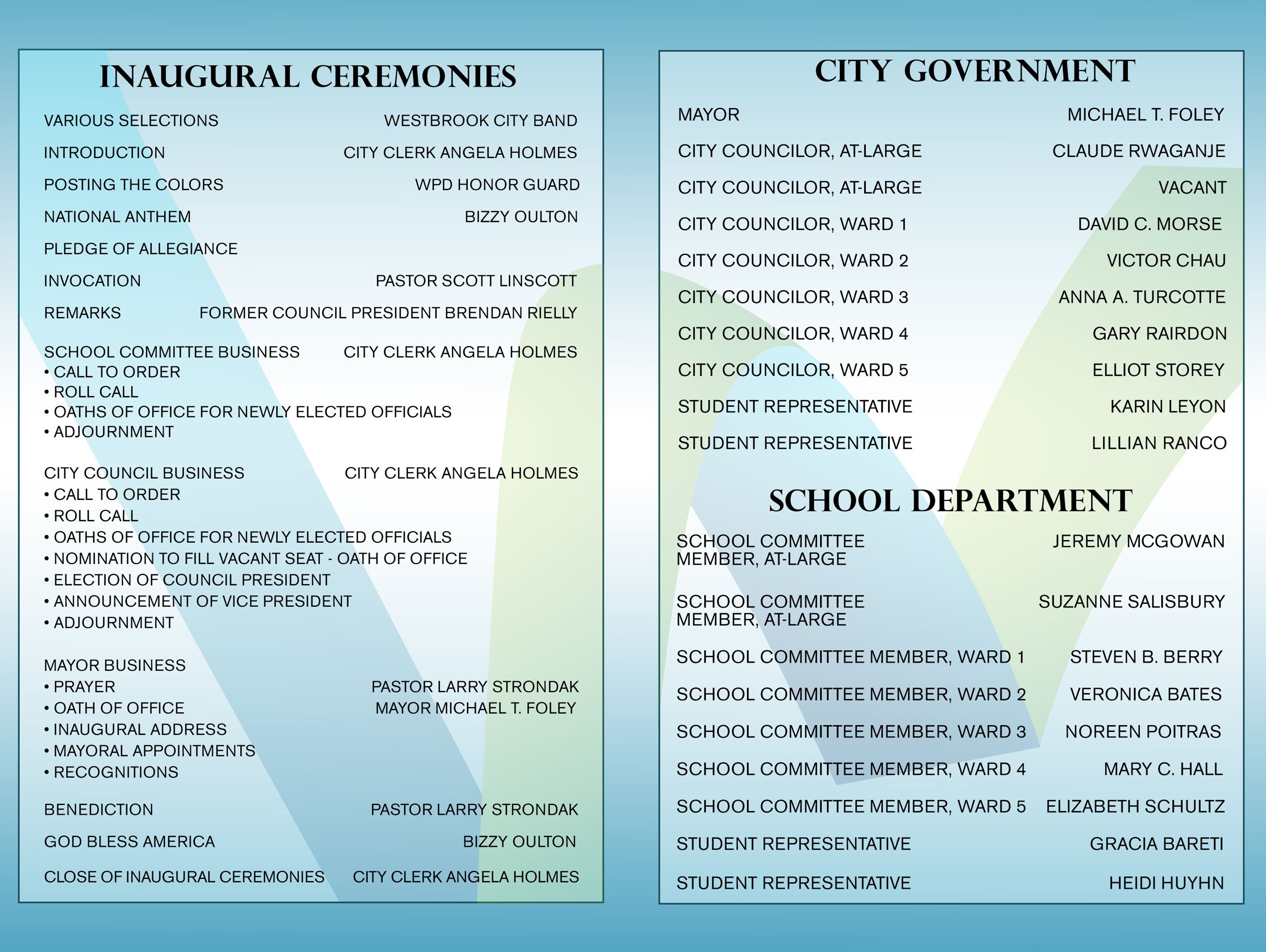 2019 Inauguration Program